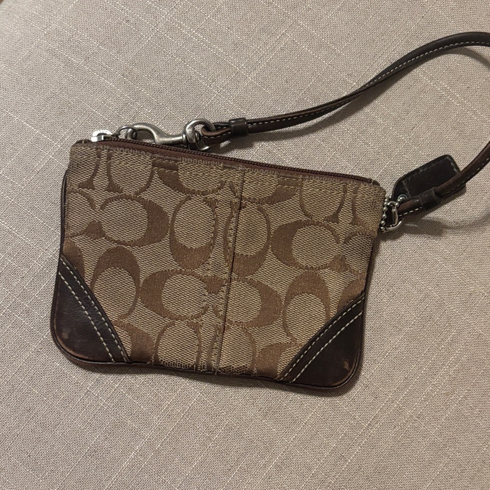 Coach Brown and Tan Wristlet